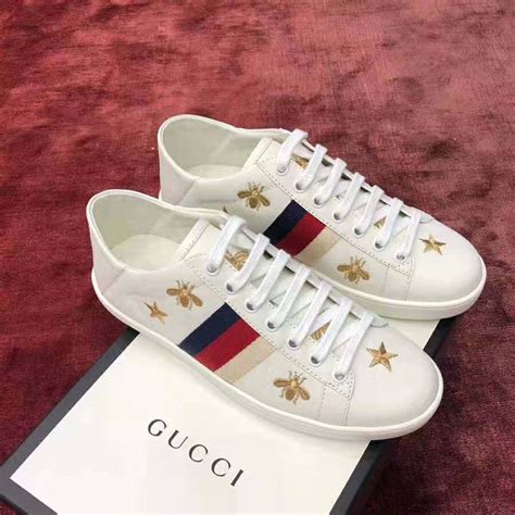 gucci ace embroidered sneaker star|Gucci ace bee platform sneakers.